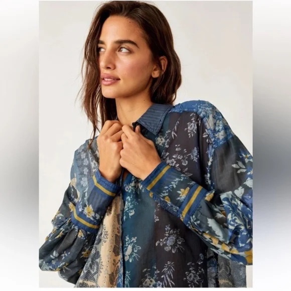 We The Free Tops - We The Free floral patchwork button down SZ M